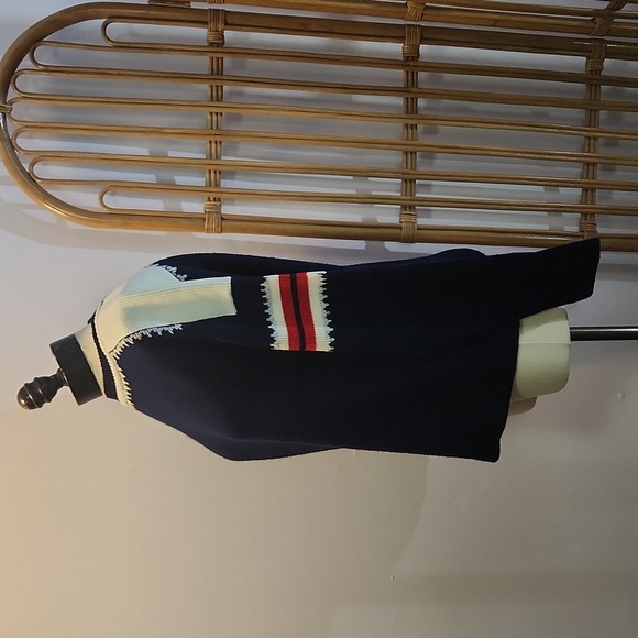 Cabot Fine Menswear vintage sweater red white navy blue ski sweater size large - Picture 5 of 12